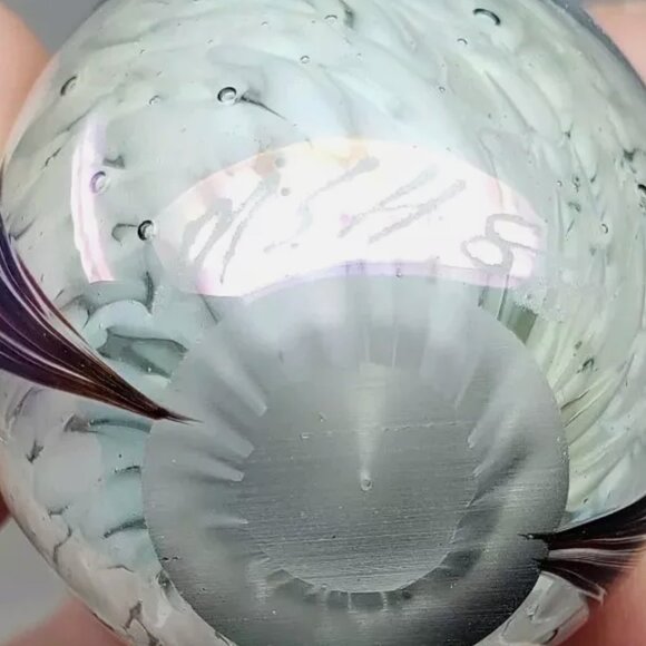 VINTAGE Mount St Helens Iridescent Art Glass Egg Paperweight 2.5" Signed MSH 88 - Picture 5 of 6